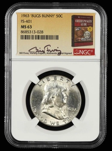 1963 Franklin Half Dollar NGC MS63 Bugs Bunny Bill Fivaz Signature Label