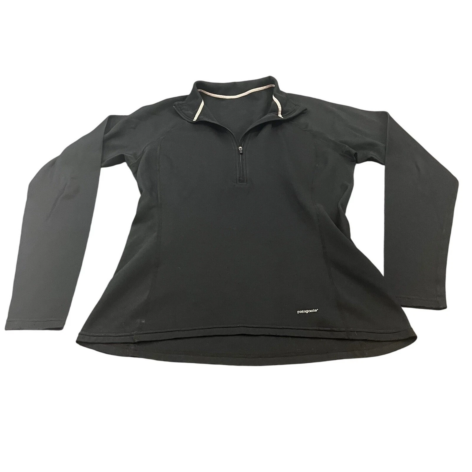 Patagonia Capilene 1/4 Zip Pullover Womens L Black Long Sleeve Base Layer Top