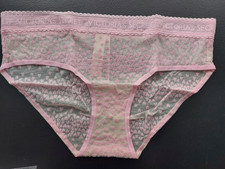 NWT Victoria's Secret Flocked Heart Mesh Hiphugger Panty Pink Size Small 461 