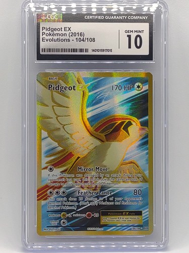 Pokemon 2016 Pidgeot EX (Full Art) 104/108 XY Evolutions CGC 10 Gem Mint 💎