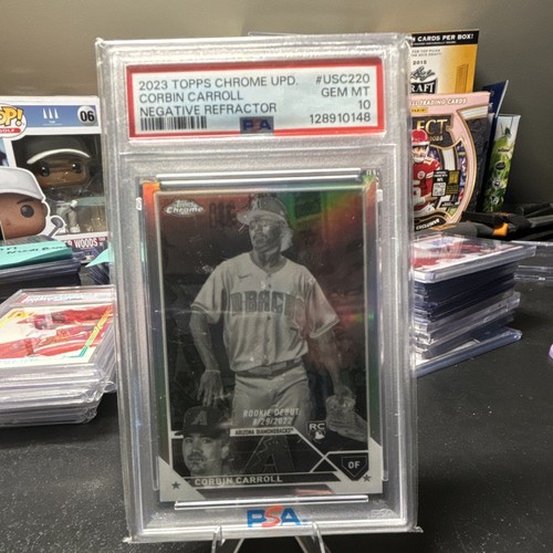 Topps 2023 Chrome Update Corbin Carroll Rookie Debut USC220 Neg Refr PSA 10