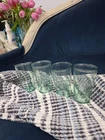 4 Vintage Global Amici Italy MILK COW Embossed Motif 5” Green Tumbler Glasses