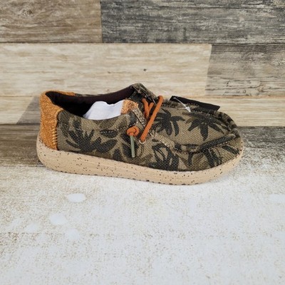 Hey Dude Wally Palm Jute Toddler Shoes 13 Burnt Oliver Ginger Brown Round Toe