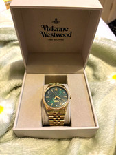 Vivienne Westwood Time Machine Green Dial Gold-Tone Bracelet Quartz w/ Box