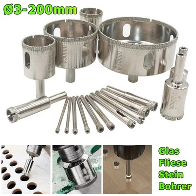 Ø 3-200mm Diamantbohrer Bohrkrone Lochsäge Glasbohrer Fliesenbohrer Werkzeuge - Bild 1 von 4