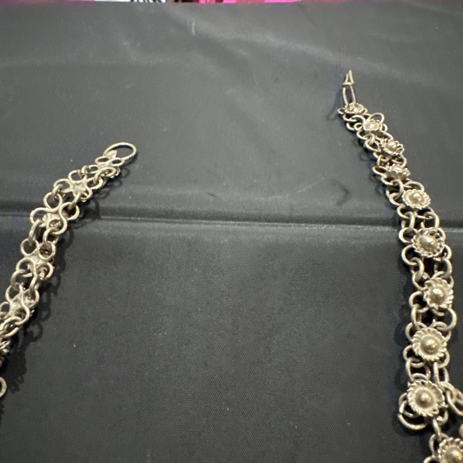 Huge Statement Silvertone? Bib Chain Necklace Bea… - image 5