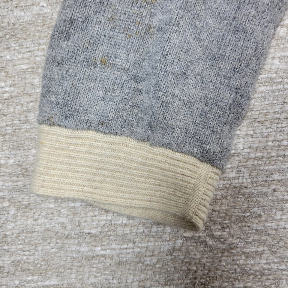 Cardigã Field Flower mistura de cashmere cinza creme floral colarinho suéter 11 - Imagem 4 de 4