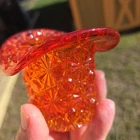 Fenton Glass Amberina Daisy & Button Hat Toothpick Holder Match Candle Planter