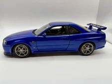 1/18 AUTOart Nissan Skyline Gtr R34 1999 Blue 77301 rare vintage
