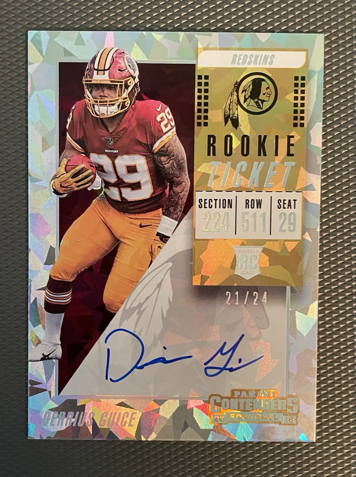 Derrius Guice Panini Contenders #121 Autograph-Cracked Ice