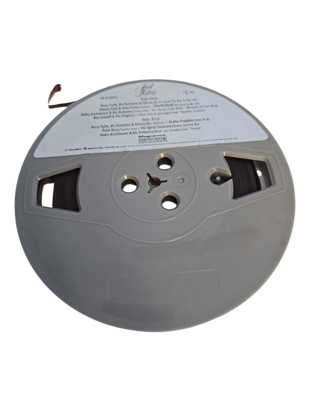 Just Listen Reel to Reel 7 1/2 IPS Johnny Cash June Carter Charlie Byrd Untested