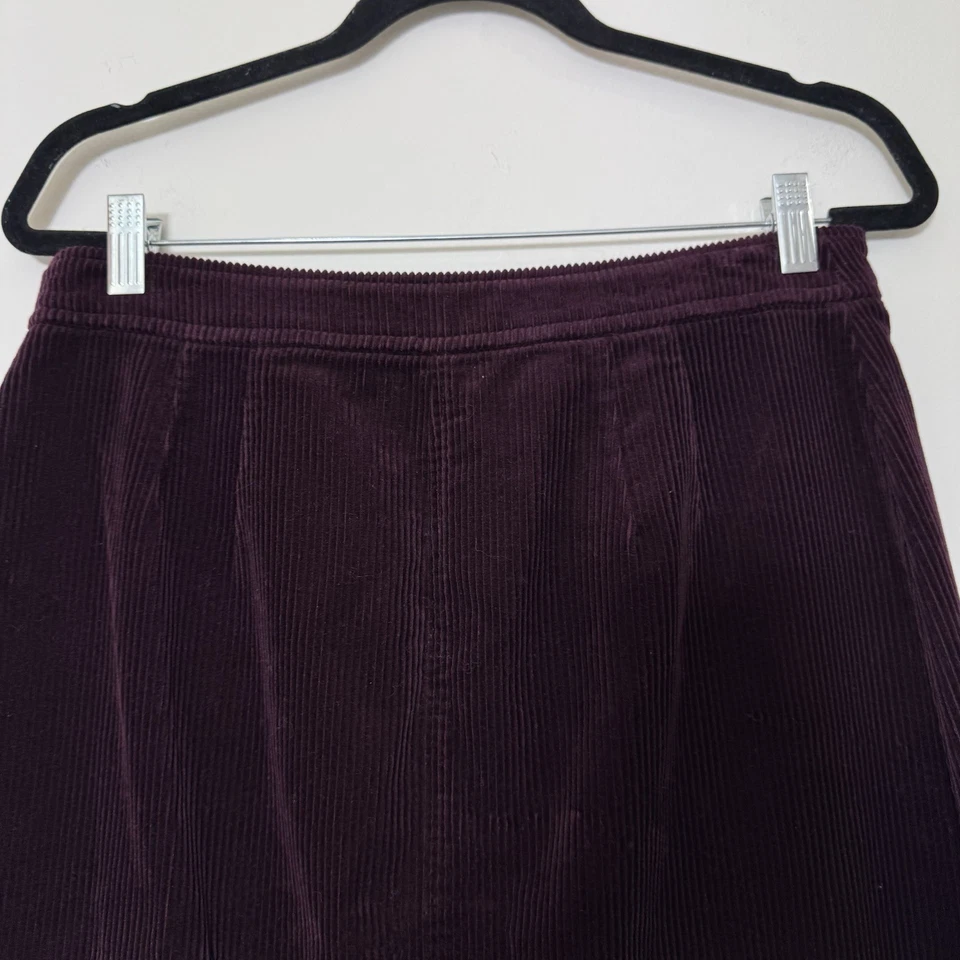 Falda midi de pana borgoña Talbots para mujer talla 8 botones bolsillo frontal Foto 4 de 4