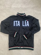 Italia Mens L Black Soccer Track Jacket Italy...