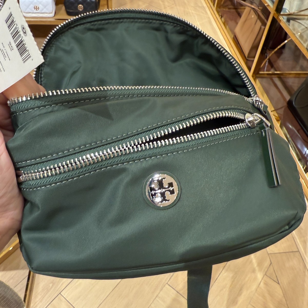 Tory Burch✨Nylon Green Backpack-Basil Tory Burch Nylon Belt Bag 170436 Basil Lightweight $265 | eBay main image 4