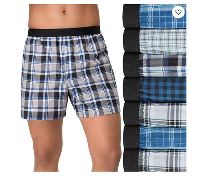 Men Hanes 7-Pack Ultimate Woven Soft & Breathable Boxer Underwear - Blue Plaid