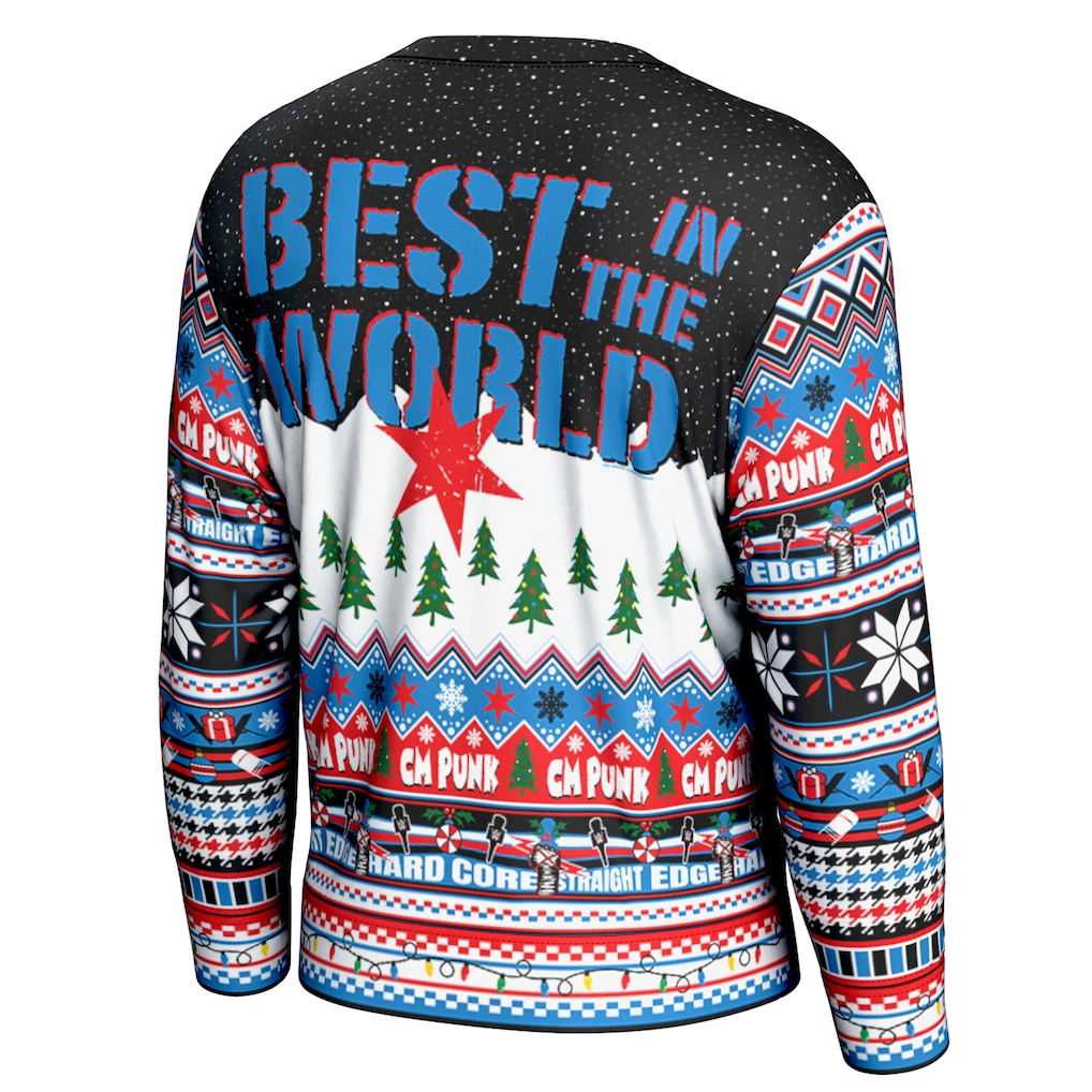 CM Punk Best In The World Wrestling Entertainment Ugly Christmas Sweater Men’s Holiday Pullover Gift