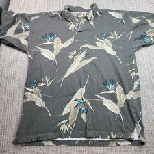 Tommy Bahama Polo Shirt Mens XLT Gray Tropical Bird Of Paradise Relax Big Tall