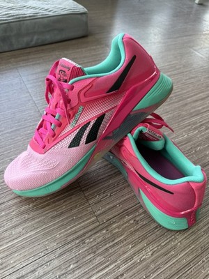 WOMENS REEBOK Nano X4 'Bold Pink Unleashed Green' Size 11 With Superfeet Insoles