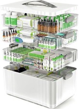 4 Tier Medicine Organizer Portable First Aid Storage Box with Handle Home Cabine