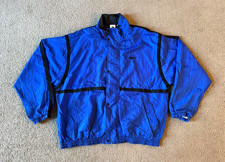 VTG 90s Nike Men's Blue Nylon Zip Front Windbreaker Track Jacket - Size Medium