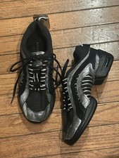 SKAZZ Sansha Adult "Electron" Dance Split Sole Sneaker in black and Silver 7M