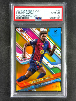 2024-25 Topps Finest UCC #99 Lamine Yamal Gold Refractor /50 PSA 10 Gem Mint