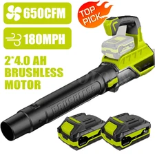 Electric Cordless Leaf Blower 21000RPM Handheld Leaf Blower 2X Battery & Charger