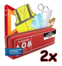 2x !ROT! TRIO 3in1 Kombitasche Verbandtasche Warnweste Warndreieck KFZ