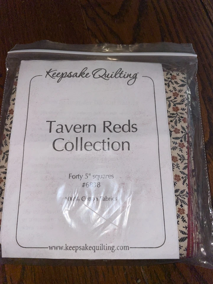 40 Cuadrados Tavern Reds por Keepsake Acolchado 5" Dije Reproducción Estampado Pequeño Foto 3 de 4