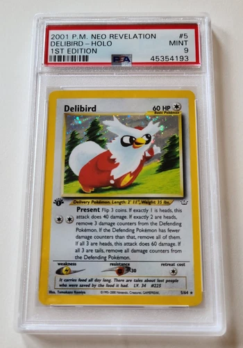 Delibird Pokemon Neo Revelations First Edition Holo 5/64 PSA 9