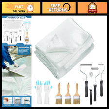 9 Pcs Fiberglass Repair Kit - 12ft x 50in Biaxial Cloth, Rollers, Brushes  Glov
