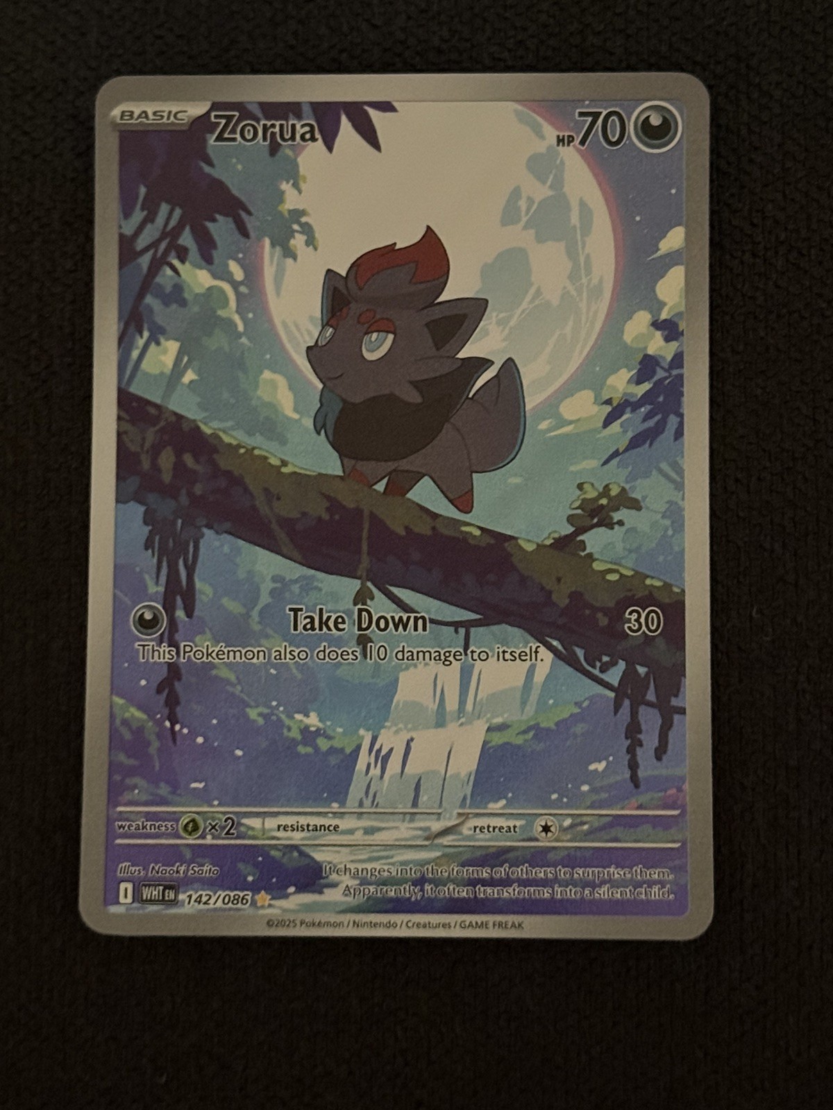Pokémon Tcg Zorua 142/086 Sv: White Flare Holo IR mint