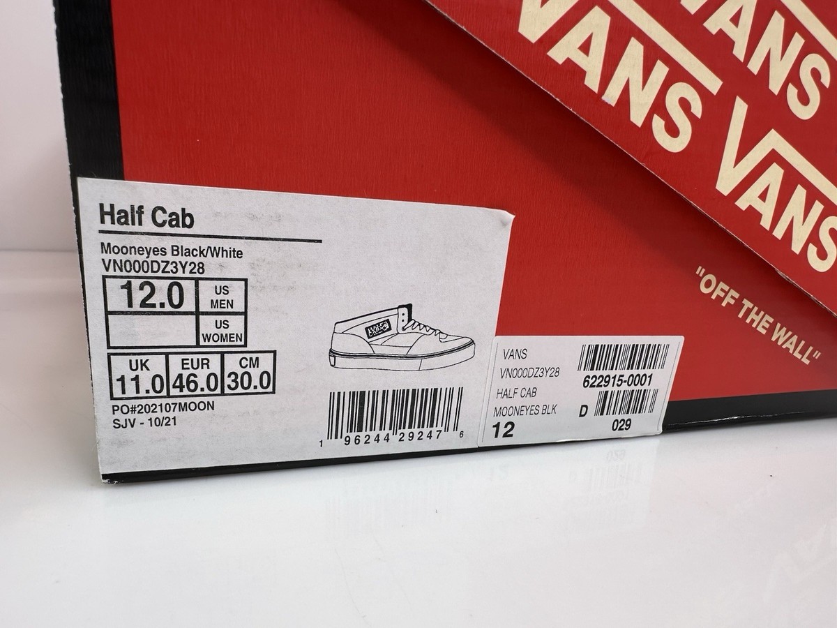 Rare 2021 Vans X Mooneyes Half Cab Men's 12 Black White | eBay