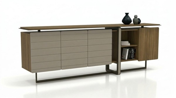 Luxus Konsole Mit Regal Und TüRen Modernes Sideboard Holz-image