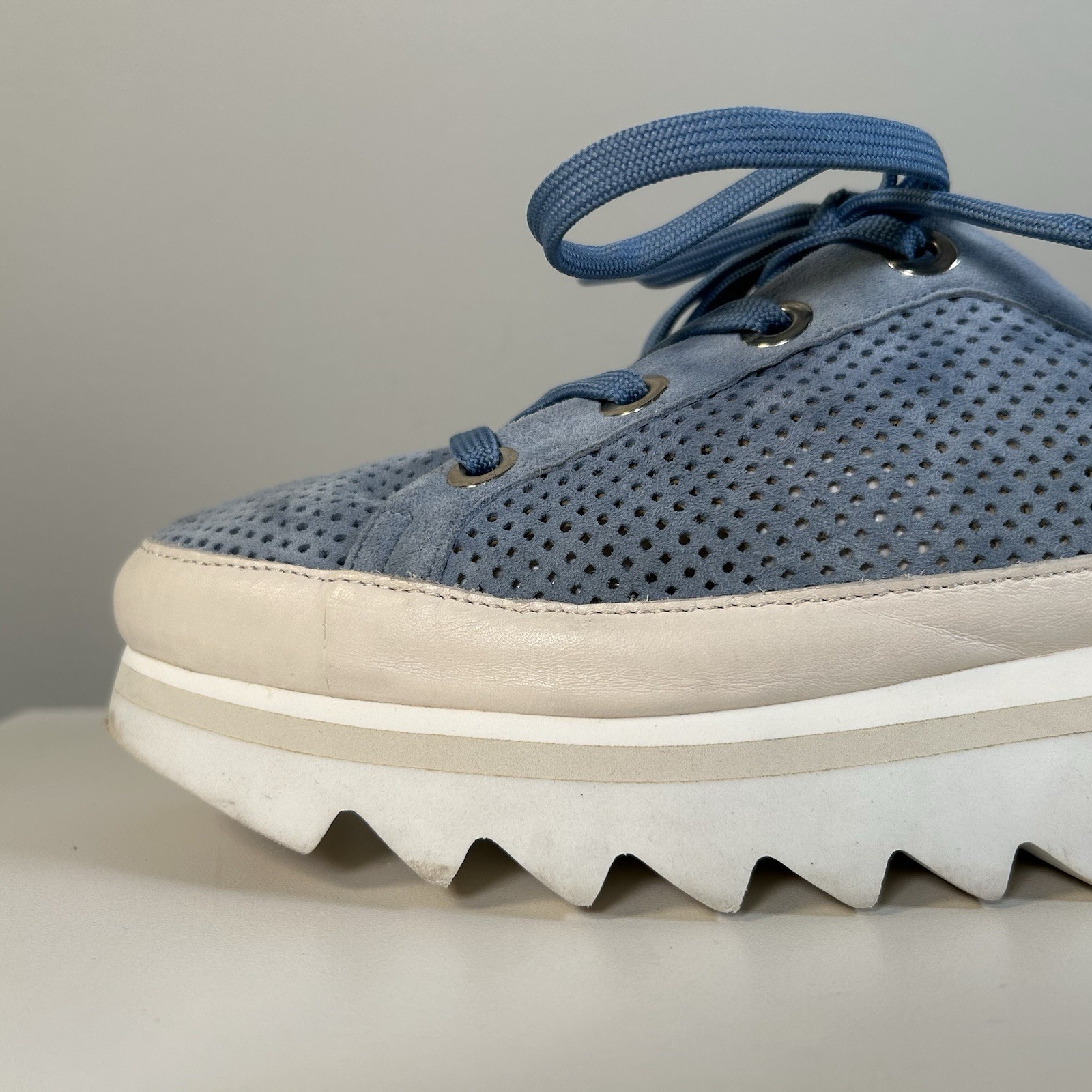 Softwaves Light Beige Perforated Platform Lace Up… - image 8