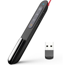 Rechargeable Presentation Clicker for PowerPoint 328ft Range Red USB-A