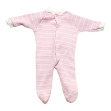 Vtg Pink Striped Infant Footed Pajamas One Piece