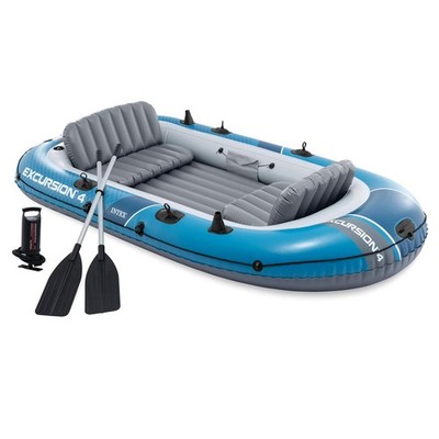 Schlauchboot Set Excursion 4 + Paddel + Pumpe Angelboot für 4 Personen von INTEX