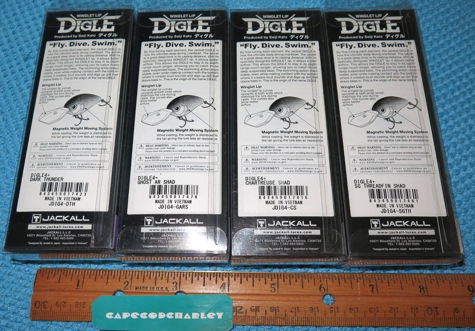Лот из четырех (4) различных JACKALL DIGLE Winglet кромки приманки новый - Изображение 2 из 4