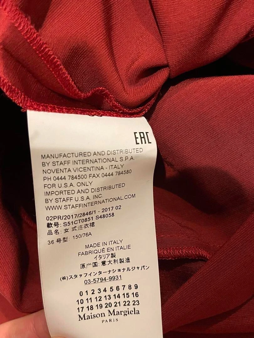 Abito smanicato donna Maison Margiela 4 taglia 36 rosso vino bordeaux asimmetrico