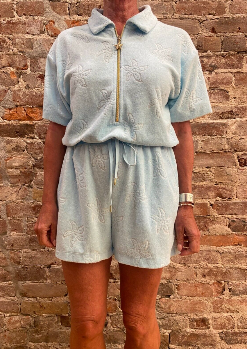 NWT Lilly Pulitzer Katerini Romper Hydra Blue Seaing Stars Jcqrd