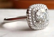1.0ct Square Bale Hoop Moissanite 925 Sterling Silver  Engagement Ring