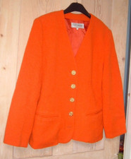 Guy Laroche Vintage Jacket Sz 38 / 10-12 Bright Orange Wool Retro 60s 70s 80s