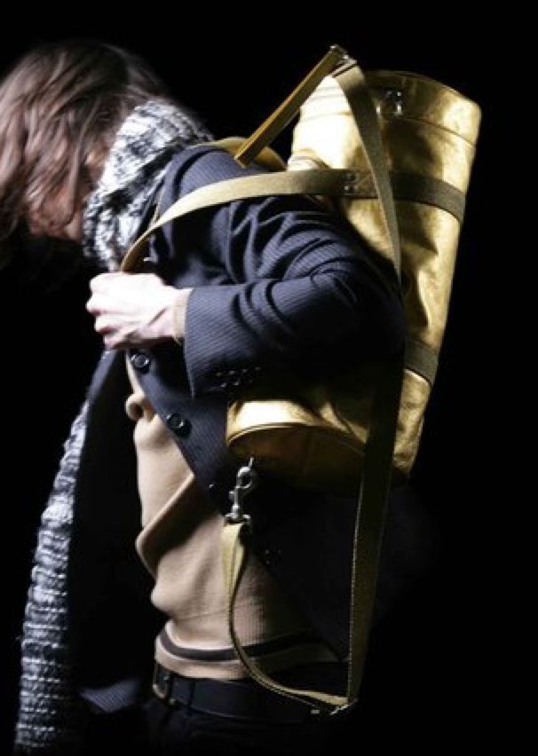 Dior Homme Leather Duffle Bag Gold Overnight Weekend Gym