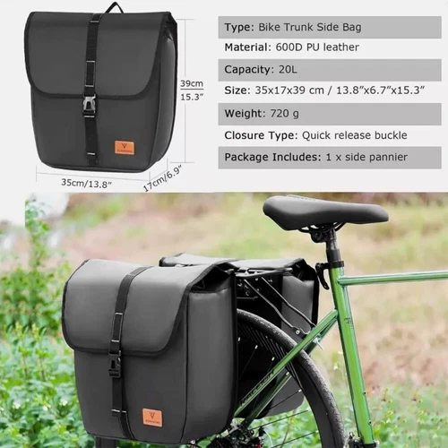 Fahrrad Tasche Set Gepäckträgertasche 20L Packtaschen Gepäckträger Wasserdicht - Bild 10 von 12