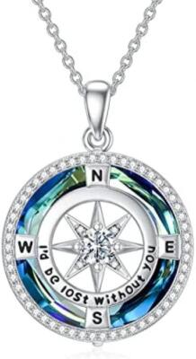 I'd be Lost without You Compass Necklace 925 Silver Gifts for Girlfriend Wife