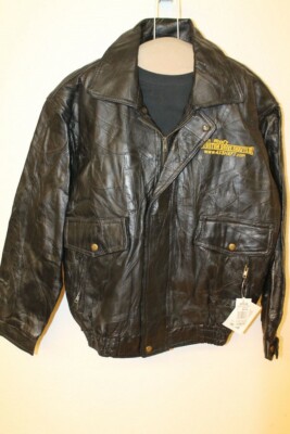 MENS NAPOLINE NEW W/TAGS PATCHWORK BLACK LEATHER JACKET SZ M | eBay