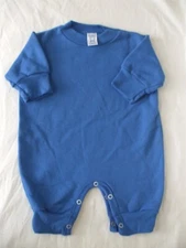 NEW Rabbit Skins Infant 12 Months Royal Blue FLEECE ROMPER with Ribbed Cuffs