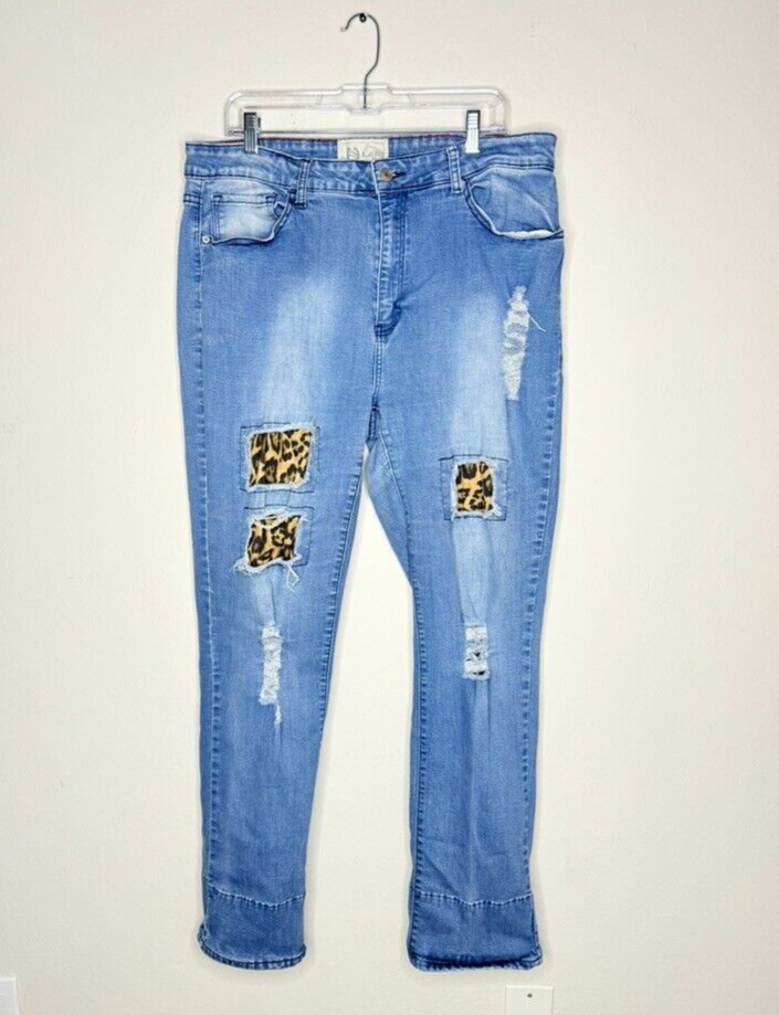 L&B Lucky & Blessed High Rise Distressed Animal Print Colorful