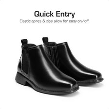 Boys Dress Shoes Chelsea Boots Side Zipper Classic Dress Boots Slip Resistance